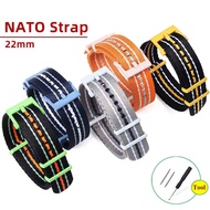 Colorful Stripe NATO Nylon Watch Strap Blancpain Style ZULU Watch Band Weave Woven One Piece Loop 22mm Bracelet for Seiko 5 Diver Diving Men Women