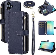 Wallet Case for Samsung Galaxy A06 5G with Wrist Strap, Shoulder Strap 10+ Card Holder Luxury PU Lea