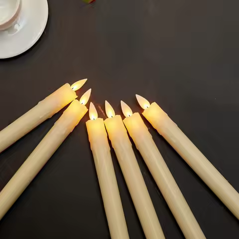 100pcs Swinging Dip Wax Candle Moving Wick Dancing Flame Led Taper Candlestick Light Wedding Christm