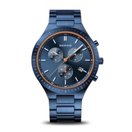 Bering Titan Chrono Brushed Blue Mens Watch