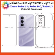 PPF Screen Protector / full Edge Back for Redmi 15 / Redmi 14C / Redmi 13 / Redmi 13x