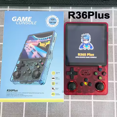 R36s Plus Portable Console 4 Inch IPS Screen Retro Video Game Consola 64G 128G 10K Games Built In WI