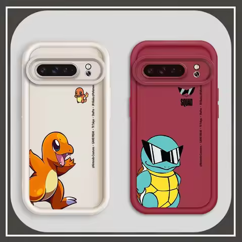 P-Pokemons Gengars Squirtles For Google Pixel 9 8A 8 7 7A Pro XL 5G Eye Ladder Phone Case Soft TPU S