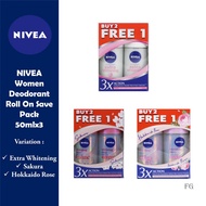 Nivea Women Roll On Deodorant BUY 2 FREE 1 3X50ml