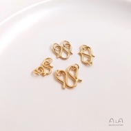 █A.ιA゜14K gold●〔1 Piece〕°14k bag gold color protection M buckle bracelet necklace W link buckle S shaped tail hook buckle DIY jewelry accessory materials