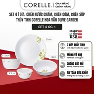 Bộ Chén Dĩa 4 món Cao cấp CORELLE Olive Garden SET-4-OG-1 - Thủy tinh Vitrelle- Nhập Khẩu Mỹ