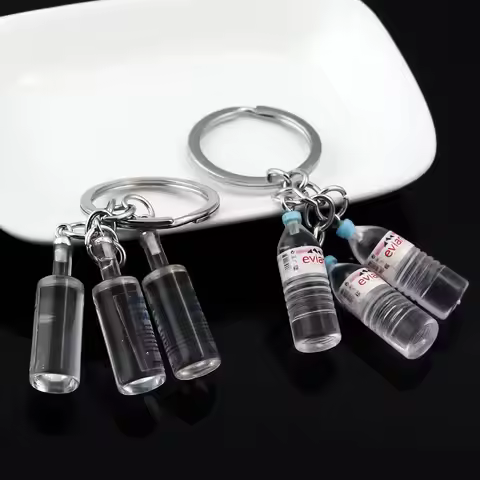 Korean Fashion 3D Alcohol Drink Keychain Pendant Water Bottle Vodka Bottle Drop Keyring Men Women Ba