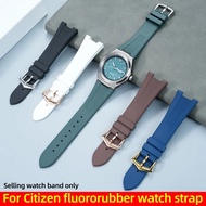 25*12mm Notch FKM watch Strap For Citizen AW0130-85X/A/Z soft fluororubber Watchband men sports rubb
