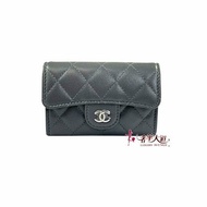 * 奢華大道國際精品＊【CH0736】CHANEL灰色小羊皮銀釦零錢包 AP0214