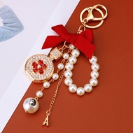 Pearl Chanel Style Perfume Bottle Car Keychain Metal Women's Bag Pendant Korean Version Keychain Rin