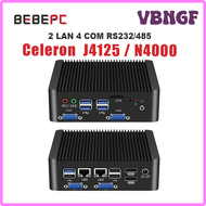 VBNGF Bepc มินิพีซีอุตสาหกรรม Fanless Celeron J4125 Quad-Core N4000 2 LAN 4 COM คอมพิวเตอร์เดสก์ท็อป