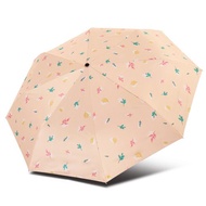 【TDN】植物語超輕易開收三折傘黑膠抗UV晴雨傘(奶茶)