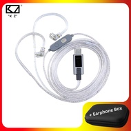 KZ M2ไมโครโฟนคู่ชุบเงินอัพเกรดสายเคเบิ้ลเพิ่ม Faaeal PU กล่องเก็บของสี่เหลี่ยมชนิด C EQ หูฟังสายการจ