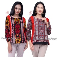 Atasan Batik Wanita Blouse Lengan Panjang