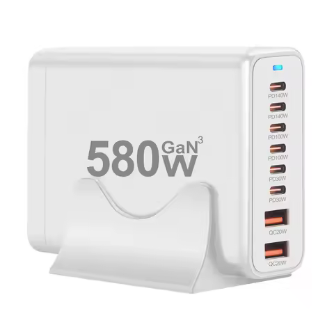 New 580W Gallium Nitride (GaN) Desktop 8-Port USB /Type C Charger, Cross-Border Dedicated GaN Mobile