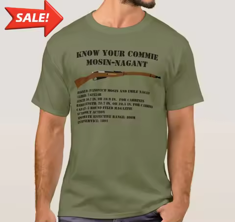 Soviet Famous Mosin Nagant Rifle T-Shirt 100% Cotton O-Neck Summer Short Sleeve Casual Mens T-shirt 