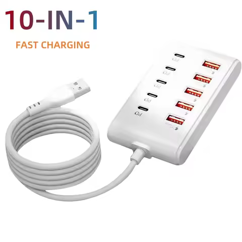 10 in 1 Universal USB C Power Strip Multi Port Desktop Charging Charger Station Type C HUB Charger U