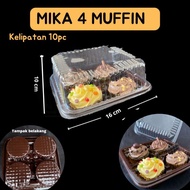 [10 PC CLIPS] TRAY CUPCAKE / BOX / MIKA GLASS CUPCAKE MUFFIN CONTENTS 4 CAKES / MIKA MUFFIN / MIKA C