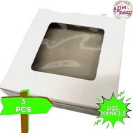 Plain Talam Box Window 11X11X2.5 (Normal) 3Pcs 11X11X2.5 Kotak Kuih Talam | Kotak Kuih Lapis | Kotak