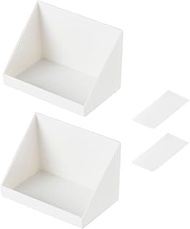 LIFKOME 2 Sets Oblique Storage Box Wall-mounted Storage Rack Jewelery Organizer Non-punch Storage Storage Shelf Bathroom Towel Hanger Acrylic Tower Hanger Mirror Cabinet White Pp