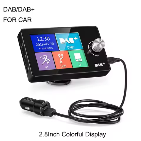 Car DAB/DAB+ Radio Adaptor, 2.8" Colorful Display Portable DAB Digital Radio Bluetooth FM Transmitte