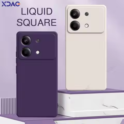 Luxury Square Liquid Silicone Cover Case for Xiaomi Redmi Note 13R Pro 5G 360 Soft Mobile Phone Bags
