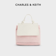 CHARLES&amp;KEITH ใหม่ Backpacks Bag CK11-60782356 กระเป๋าเป้สะพายหลังทอจับคู่สีทันสมัยสำหรับผู้หญิง Beige