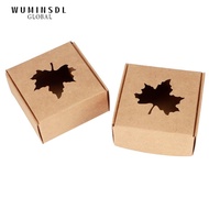 WUMINSDL 50 PCS Kraft Paper Packing Box, Kraft Paper Board Brown Kraft Paper Gift Box, Maple Leaf Cu
