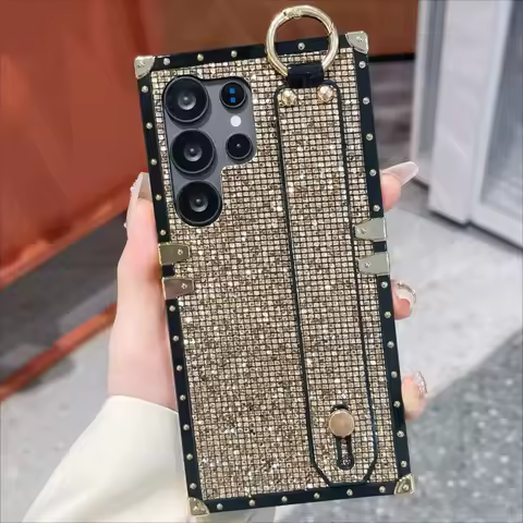 Plating Bling Glitter Wristband Case For Samsung Galaxy S20 S21 S23 FE S22 S24 S25 Plus Note 20 Ultr