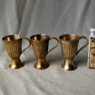 Vintage Display of 3 Old Brass Cups