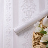Plain White Floral Striped Wallpaper 7m to/d 8m X 45cm