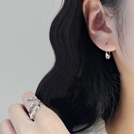 DZONE Jewelry 999 Pure Silver Broken Silver Earrings Female Niche Design High-End Trendy Sterling Si