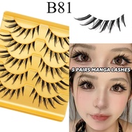 5 Pairs Manga False Eyelashes Eye Lash Cosplay Soft Lashes Makeup Lash Extension