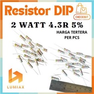 R resistor 2w 2Watt 4.3R 4.3 Ohm 4R3 4.3Ohm 2 watt tolerance 5% 4.3R