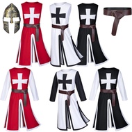 Medieval Renaissance Crusader Corset Temple Robe Halloween Cosplay Warrior Costume