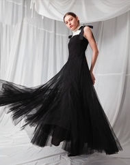 優雅蕾絲晚禮服 - 黑色