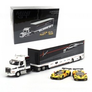 Mini GT 1/64 Corvette Racing C8.R Racing Transporter Set