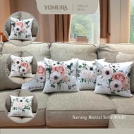 YOMURA Printed Sofa Cushion Cover 40x40 45x45 Floral Motif White Blue Yellow Pink Love Hello Home