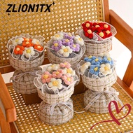 ZLION1TX Crochet Flowers Bouquet, Graduation Gift Finished Bouquet Puff Flower Bouquet,  Knited Flow