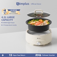 Simplus Multi-function Electric Hot Pot 4.2L Removable 1400W Household Nonstick Cooker Hotpot/Soup P