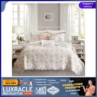 [sgstock] Madison Park 6pc Serendipity 100% Cotton Quilt Set Floral Print Coverlet Bedding Shams, Full Queen King