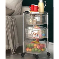Clear Translucent Round Rotating Kitchen Trolley Storage Multifunctional