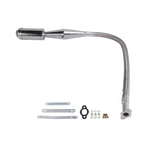 Y90A-Silver Muffler Pipe Flexible Exhaust System For 80Cc Bike Gas Engine Motor Parts Motorcycle Rep