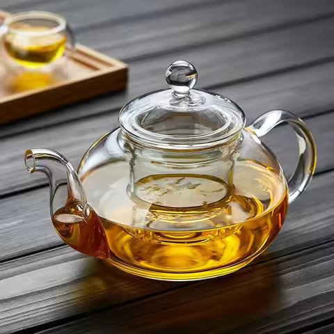 400ml/1000ml Heat-resistant Glass Tea Pot Flower Kettle Kung Fu Teawear Set Tea Strainer Infuser Pue