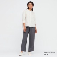 UNIQLO 女裝 緞面垂墜風直筒長褲 黑色 L號