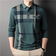 MMLLZEL Striped Polo Shirt Men's Long Sleeve T-Shirt Men's Business Casual Tops T-shirt (Color : D, Size : L code)