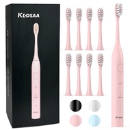 keosaa Pink Electric Toothbrush with 8 Brush Heads, Sonic Toothbrush with Fast Charge 4 Hours Last 6