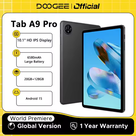 DOOGEE Tab A9 Pro Tablet 10.1" HD Display Android 15 20GB RAM 128GB ROM 6580mAh Large Battery Dual S