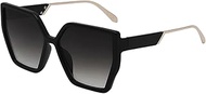 Sunglasses for Women, Modern Black Geometric Bold Angular Glasses, Trendy Summer Eyewear with UV400 