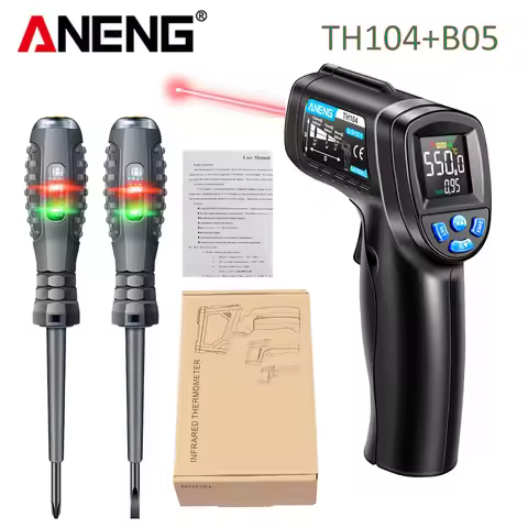 Infrared Thermometer Industrial Red Laser Thermometer Gun VA Screen Pyrometer ANENG 104-b05 Voltage 